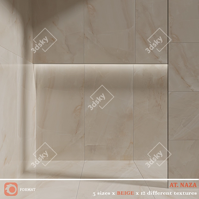 NAZA Beige White Tiles Bundle 3D model image 2