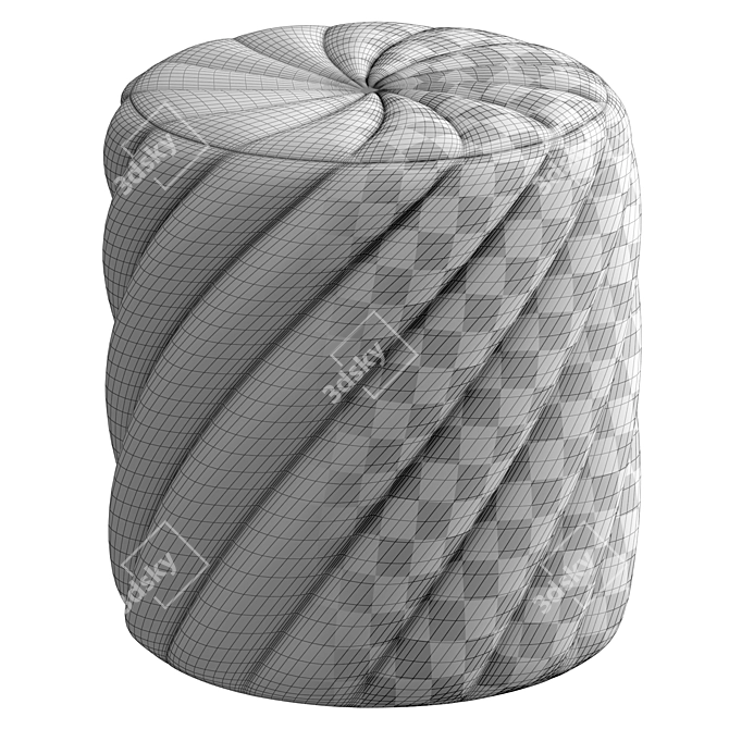 Contemporary Two-Tone Fabric Pouf 3D model image 5