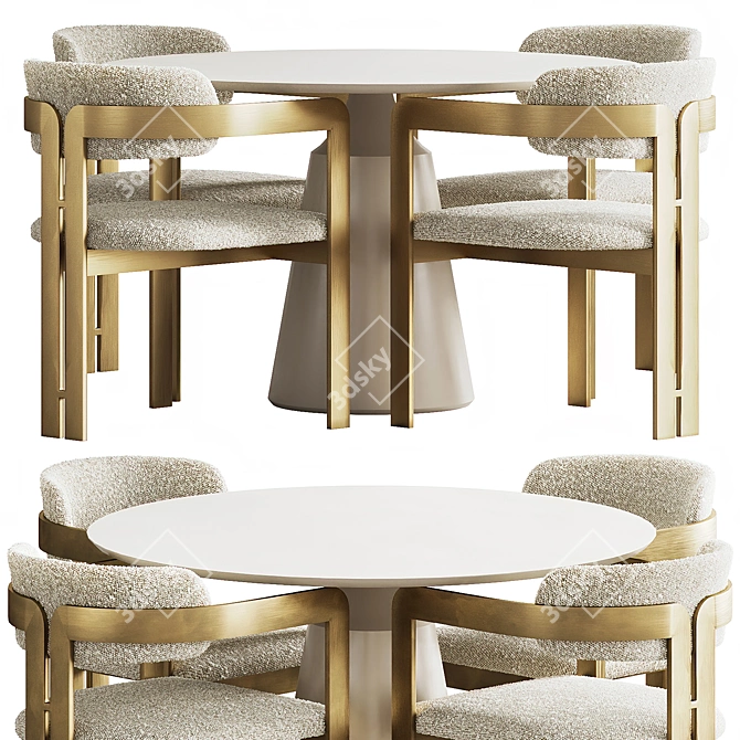 Elegant Donato Dining Set 3D model image 4