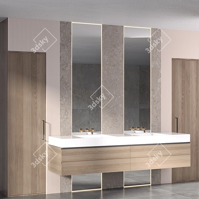 Modern Bathroom Furniture Set 3D model image 2