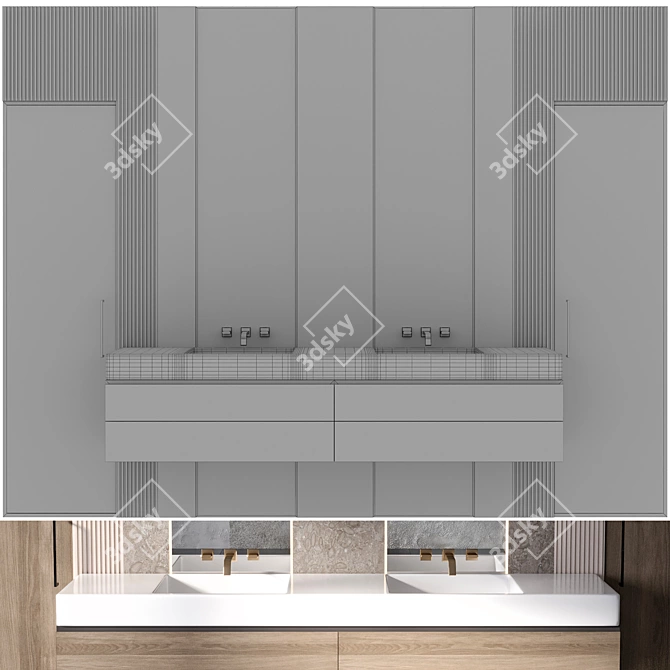 Modern Bathroom Furniture Set 3D model image 4