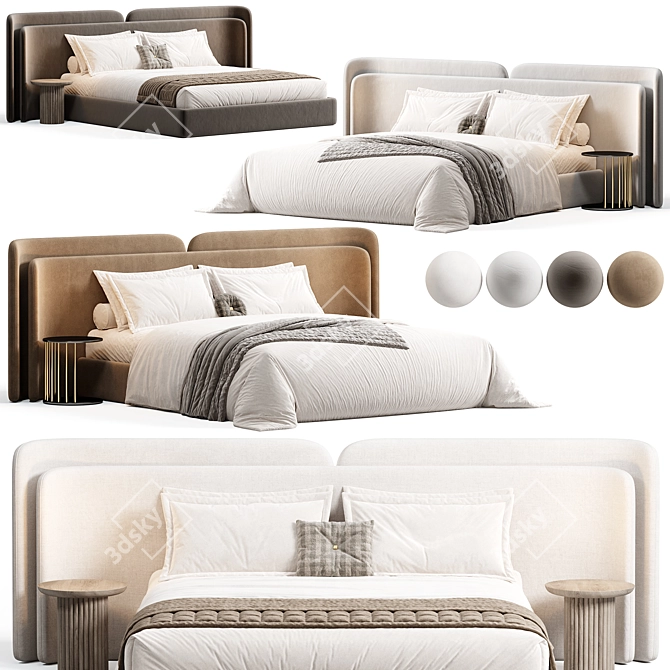 Sophisticated Valetta Bed Design 3D model image 2