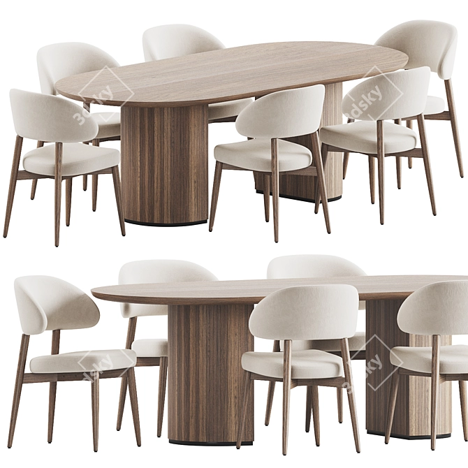 Modern Dining Set: Hyde Chair & Moon Table 3D model image 1