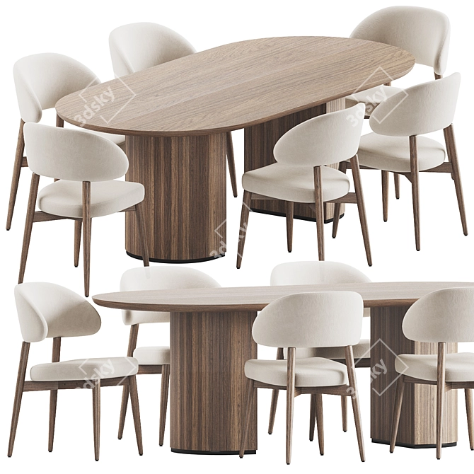 Modern Dining Set: Hyde Chair & Moon Table 3D model image 2