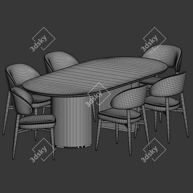 Modern Dining Set: Hyde Chair & Moon Table 3D model image 3