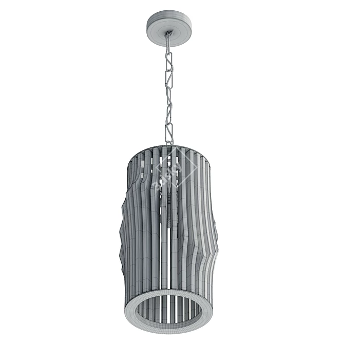 Modern Wood Cylinder Pendant Light 3D model image 6