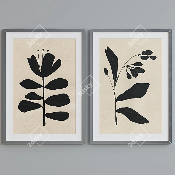 Modern Abstract Floral Picture Frame Set 3D model image 3