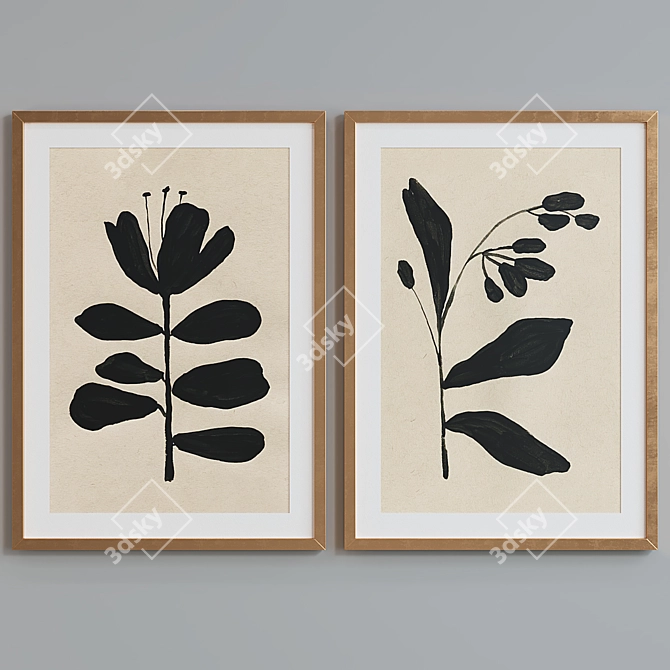 Modern Abstract Floral Picture Frame Set 3D model image 4