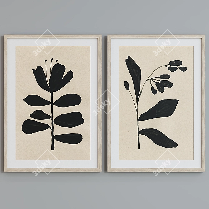 Modern Abstract Floral Picture Frame Set 3D model image 5