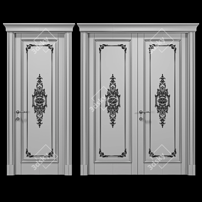 Elegant Lilak Wooden Door 3D model image 2