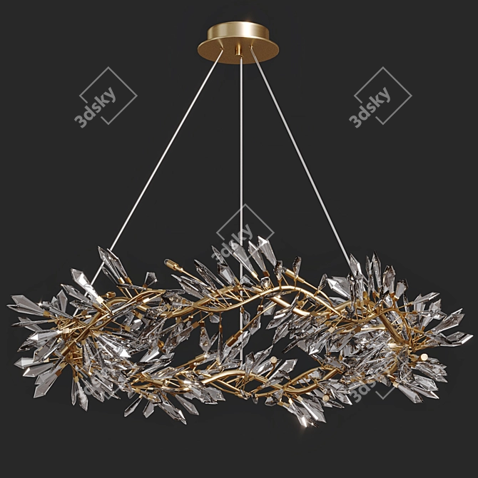 Modern Brass Crystal Chandelier 3D model image 2