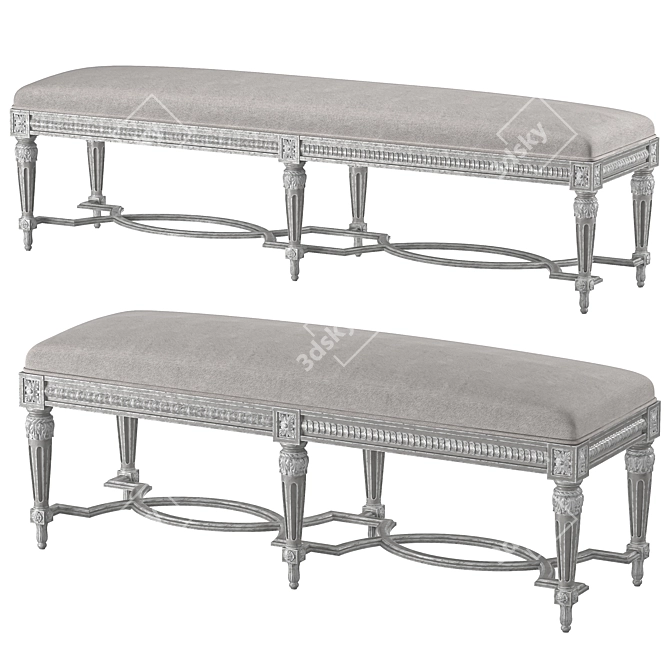 Eloquence Constance Bench in Fog Linen 3D model image 1