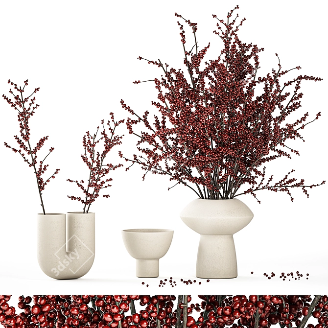 Modern Ilex Berry Bouquet 3D model image 1