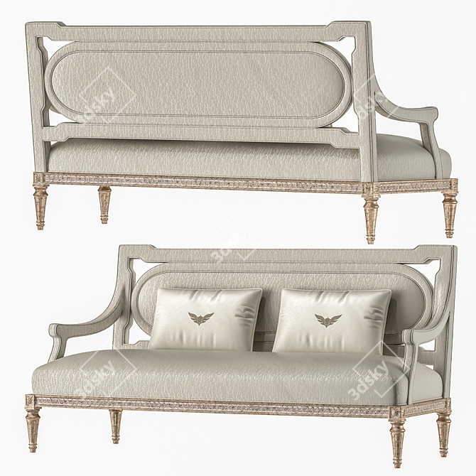 Plush Satin 2-Seater Sofa 3D model image 1