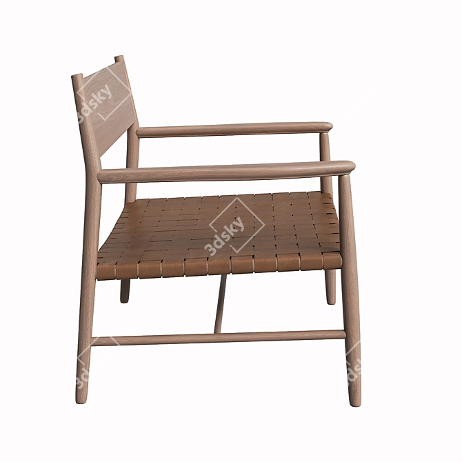 Beech Wood Leather Strap Chair 3D model image 2