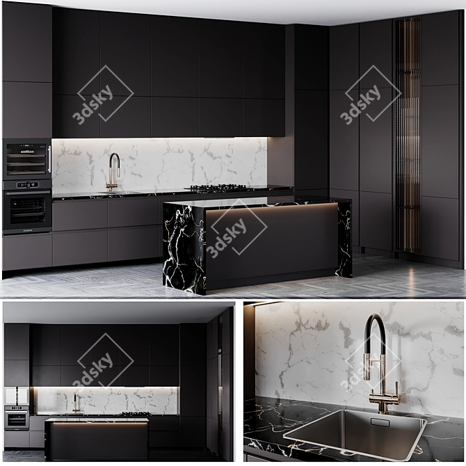  Adjustable Color-Changing Modern Kitchen 3D model image 1