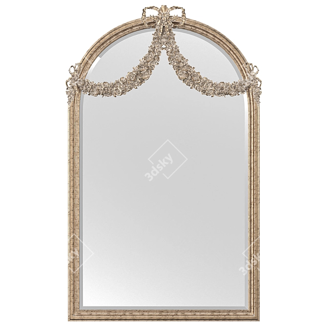 Elegant Floral Garland Wall Mirror 3D model image 1