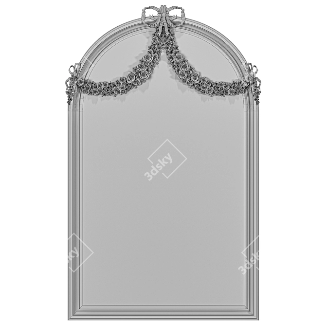 Elegant Floral Garland Wall Mirror 3D model image 2