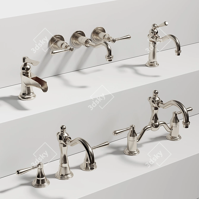 Elegant Classic Bathroom Faucet Set 3D model image 2