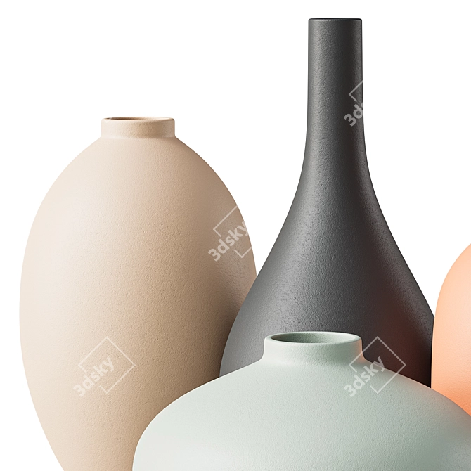 Handmade Ceramic Decorative Vases 3D model image 2