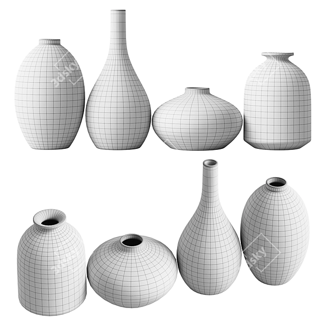 Handmade Ceramic Decorative Vases 3D model image 5