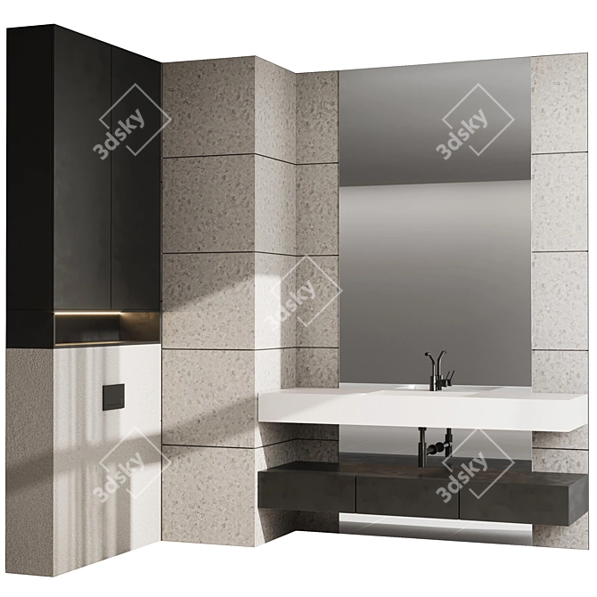 Mina Set 103 Stone-Wood Vanity 3D model image 2