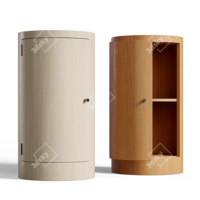 Iroko Wood Nightstands Set 3D model image 2