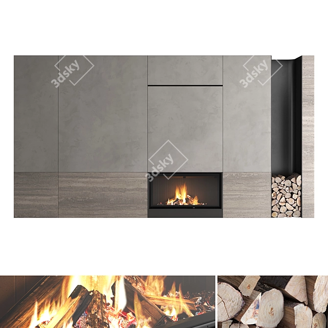 Impression 2G Fireplace Wall Set 3D model image 1