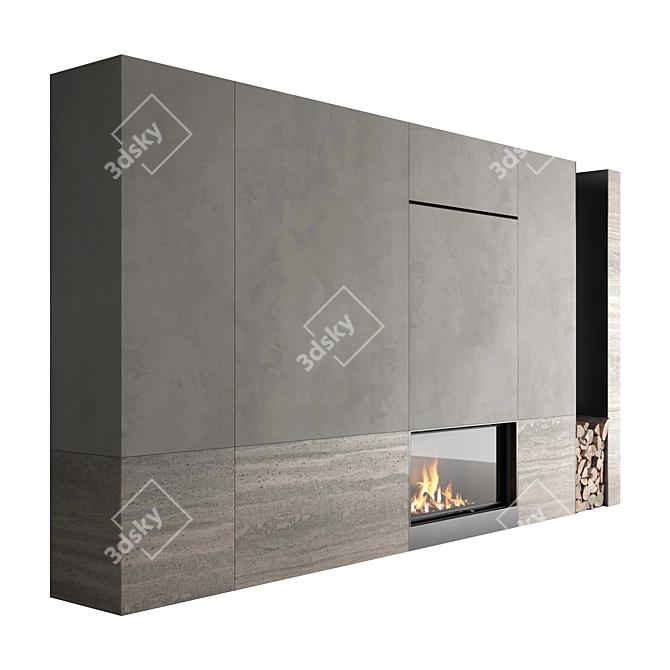 Impression 2G Fireplace Wall Set 3D model image 2