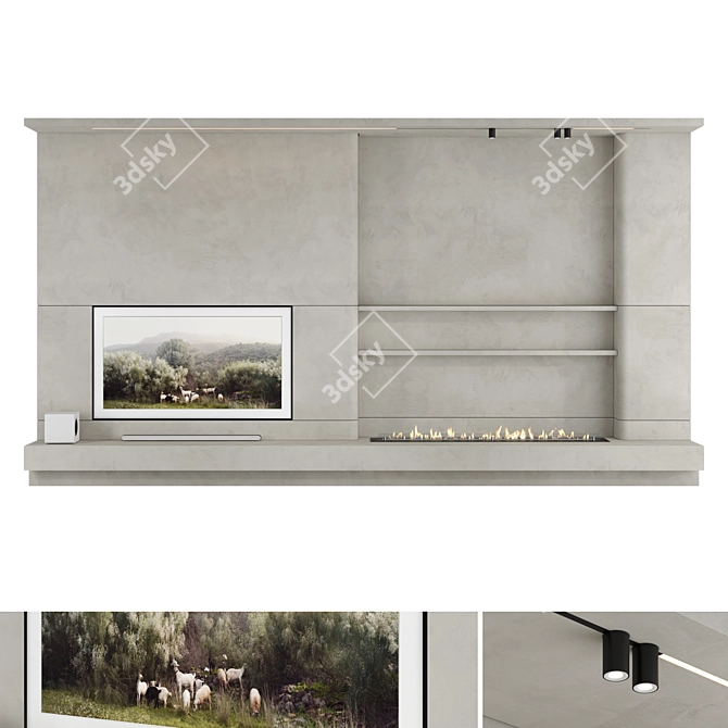 High-Quality TV Wall Set Bundle 3D model image 1