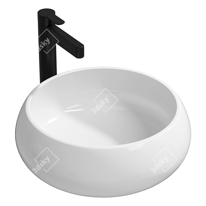  Sleek Ceramic Sink Vanity Fixture 3D model image 1