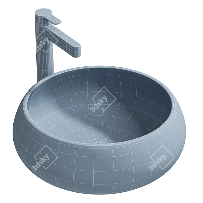  Sleek Ceramic Sink Vanity Fixture 3D model image 4