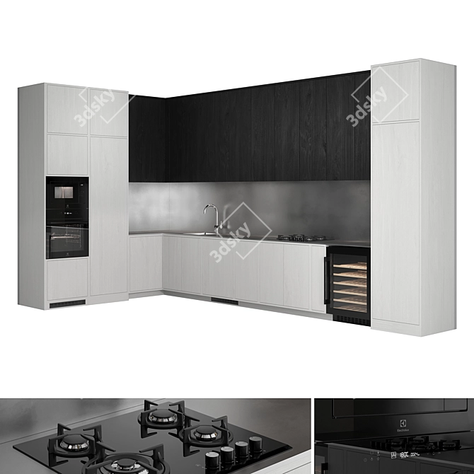 Modern Modular Kitchen Set With High-Quality 3D Models 3D model image 1