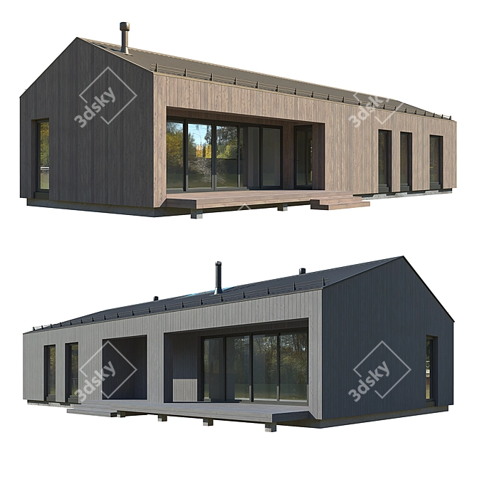 Modular Frame House with Terrace 3D model image 1