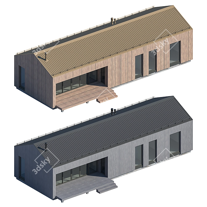 Modular Frame House with Terrace 3D model image 2