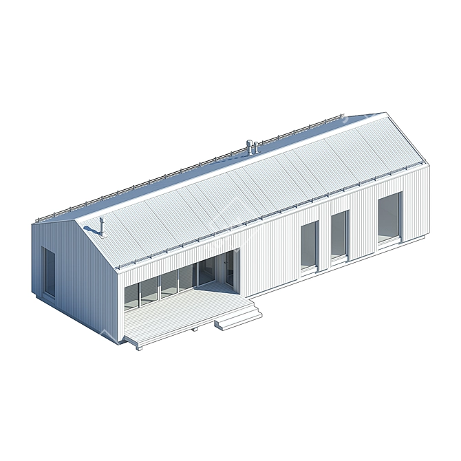 Modular Frame House with Terrace 3D model image 3