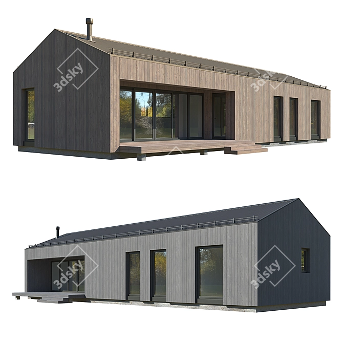 Modular Frame House with Terrace 3D model image 4