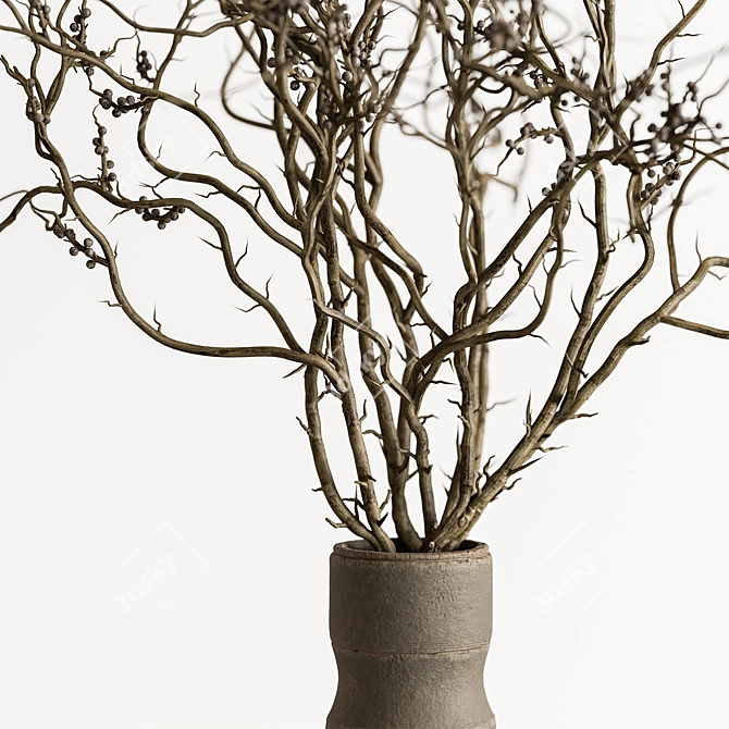 Rustic Charm Dry Branch Bouquet 3D model image 3