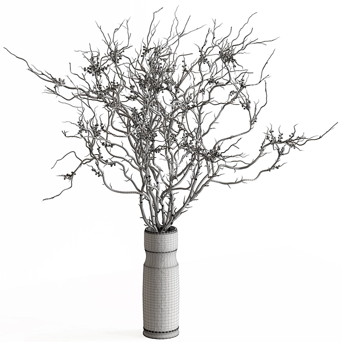 Rustic Charm Dry Branch Bouquet 3D model image 4