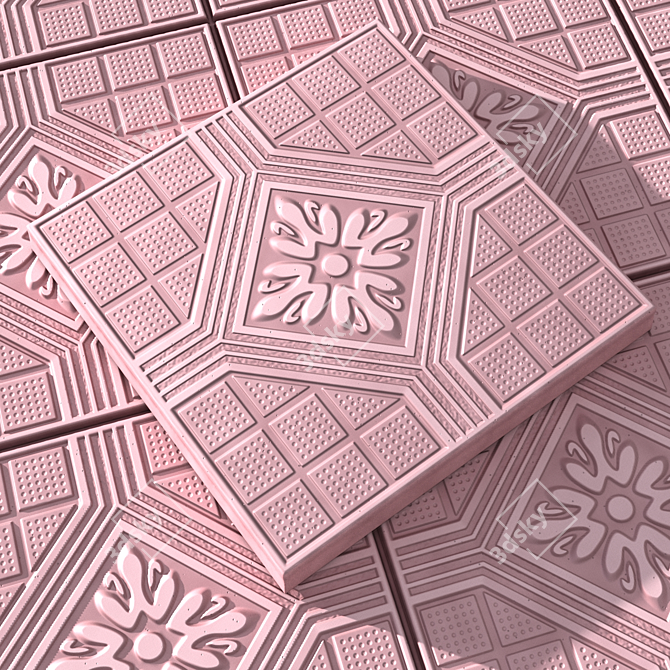 Textured Pavement Tile "Cracker 3D model image 3