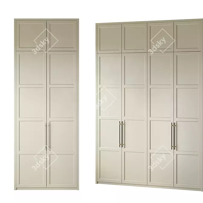 Art Deco Green Metal Wardrobe 3D model image 2