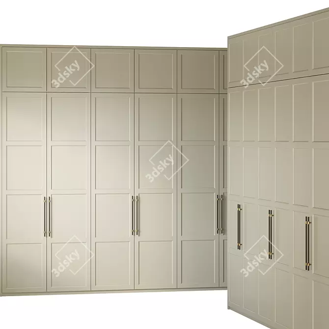 Art Deco Green Metal Wardrobe 3D model image 3