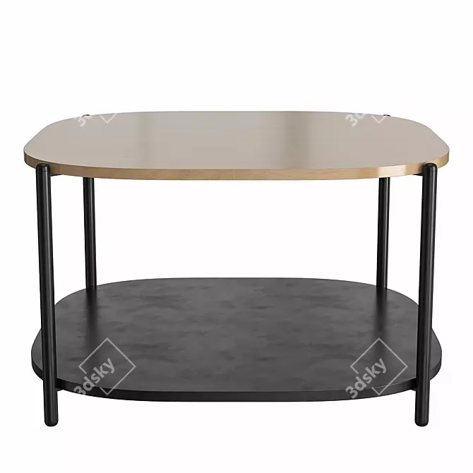 Modern Steel Wood Coffee Table 3D model image 2