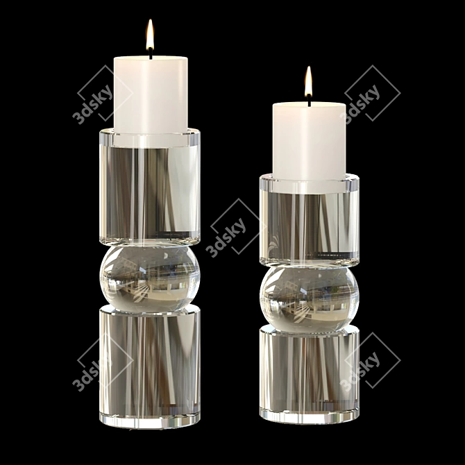 Crystal Glass Candle Holder Collection 3D model image 2