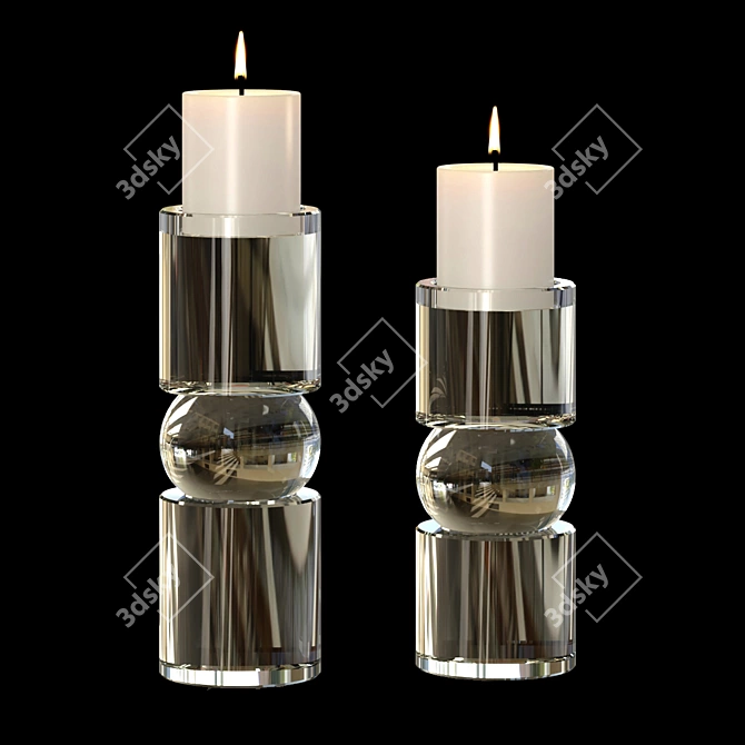 Crystal Glass Candle Holder Collection 3D model image 4