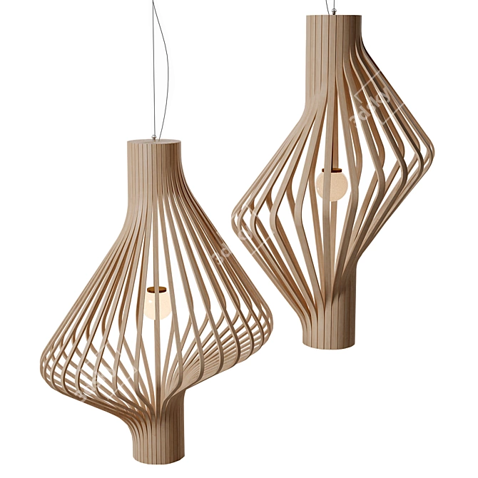 Modern Spiraling Pendant Light 3D model image 1