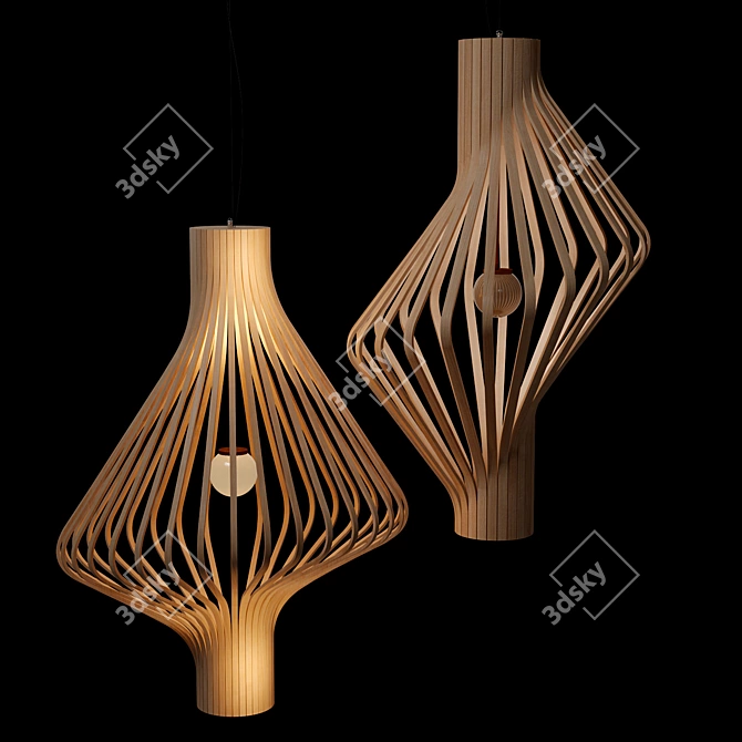 Modern Spiraling Pendant Light 3D model image 2