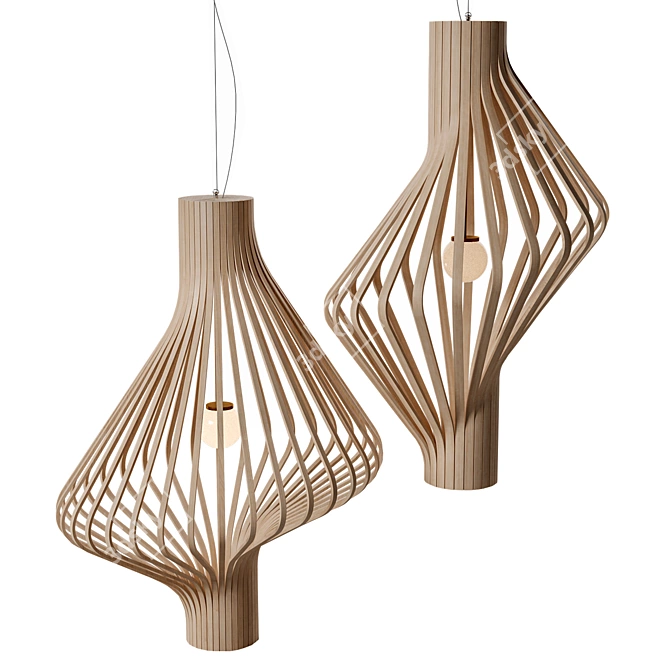 Modern Spiraling Pendant Light 3D model image 7