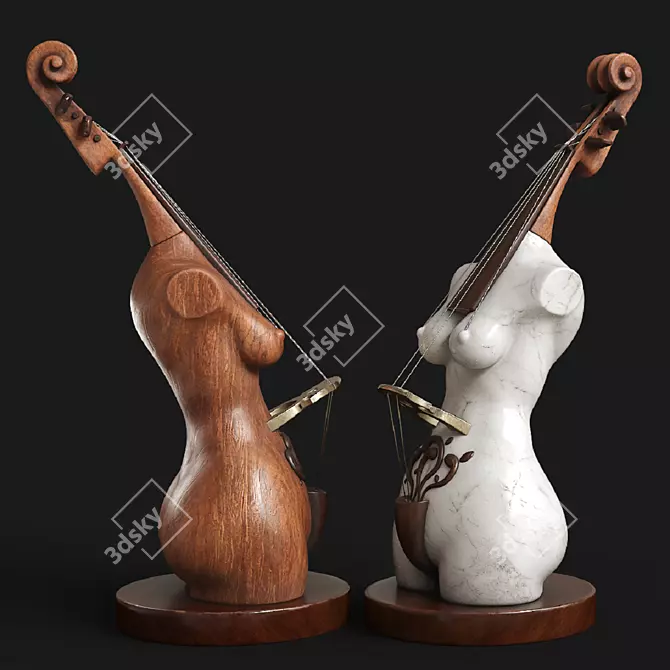 Musical Goddess Sculpture 3D model image 3