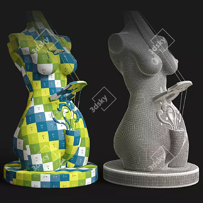 Musical Goddess Sculpture 3D model image 5